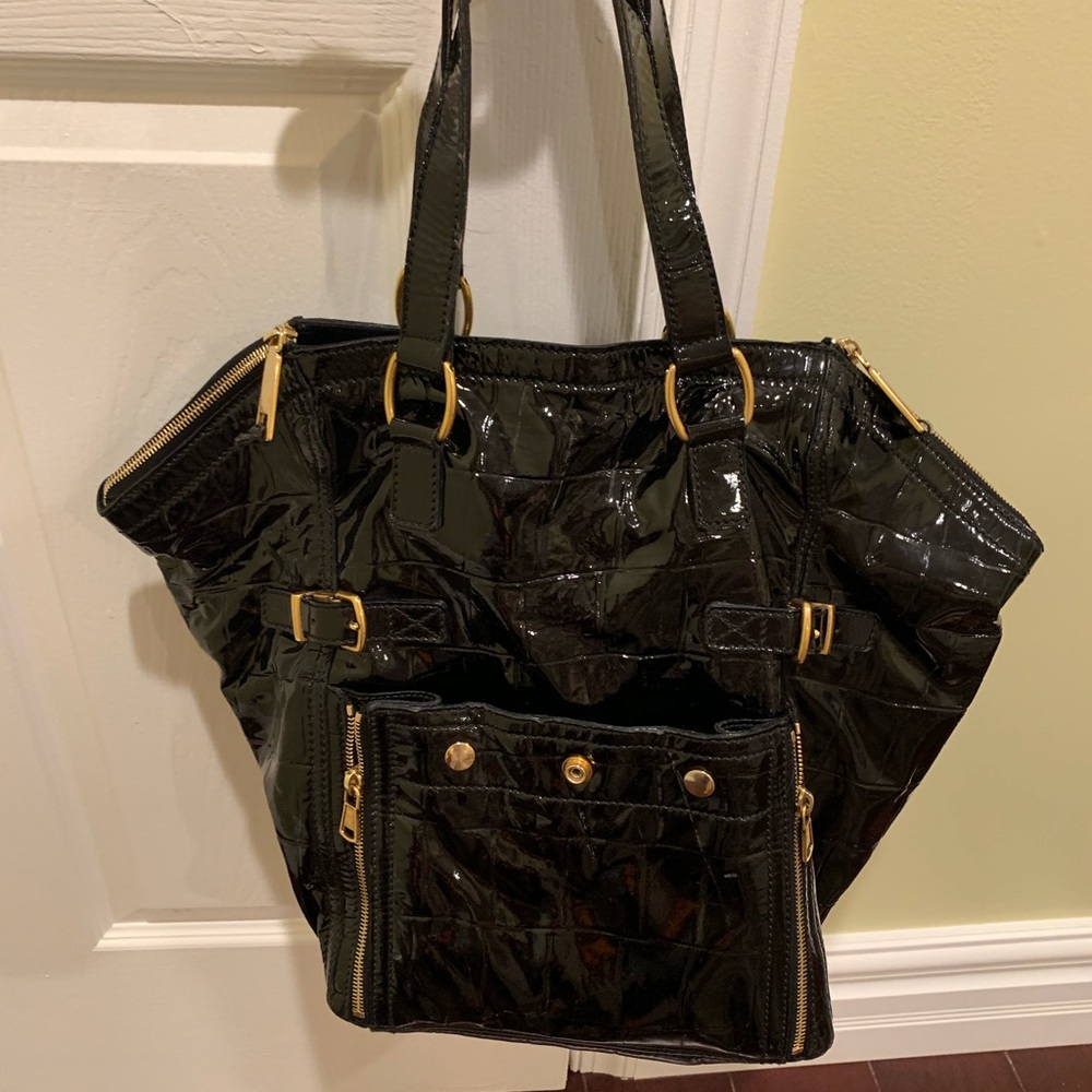 Patten leather black shoulder bag
